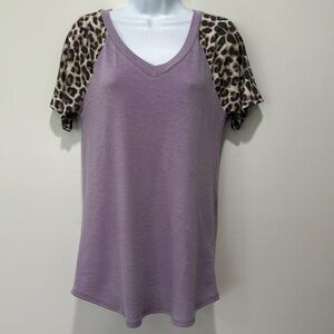 Leopard sleeve blouse